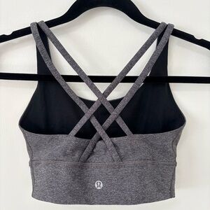 Lululemon | Energy Bra Long Line | Sz 4 B/C Cup | Heathered Black | EUC